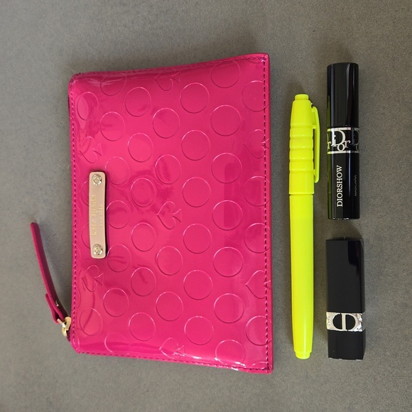 Never used KATE SPADE ♠️  Pouch bag Pink zipper top mini Pouch bag - Picture 7 of 12